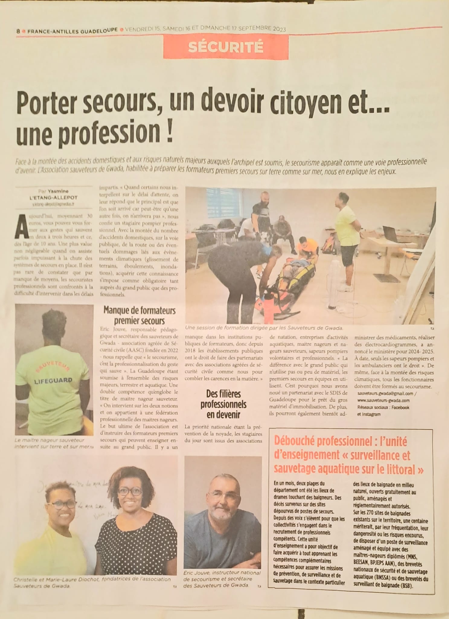 article de France Antilles Guadeloupe